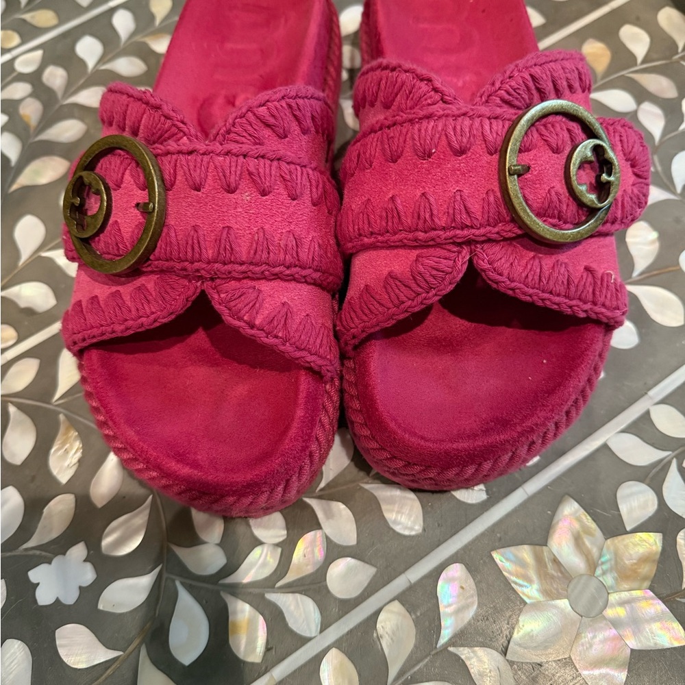 Pink Slide Sandals with Buckle Detail